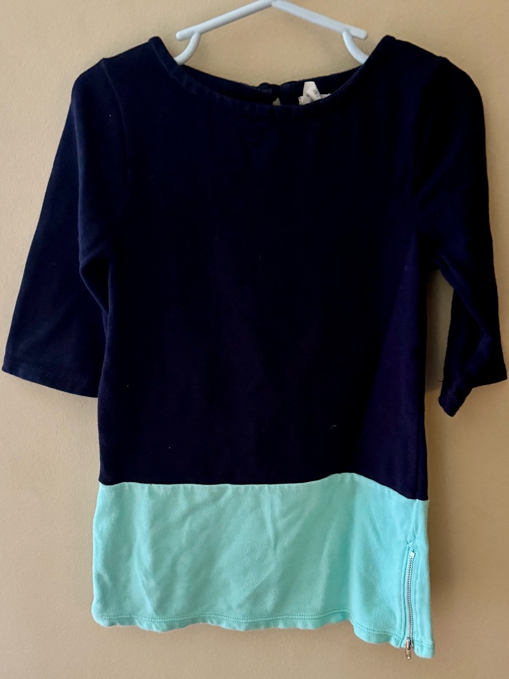 Crewcuts J. Crew Colorblock Dress Navy Mint Side Zipper Girls Size 4